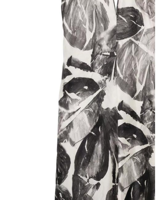 Alysi White Silk Dress Abstract Print Halter Neck