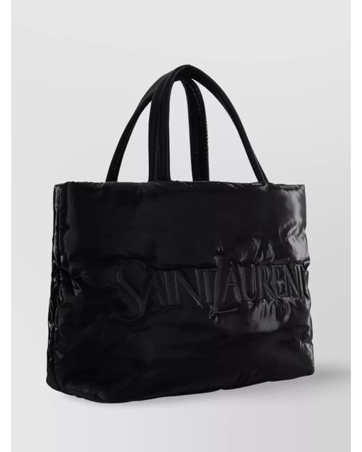 Saint Laurent Black Quilted Leather Tote With Metal Hardware for men