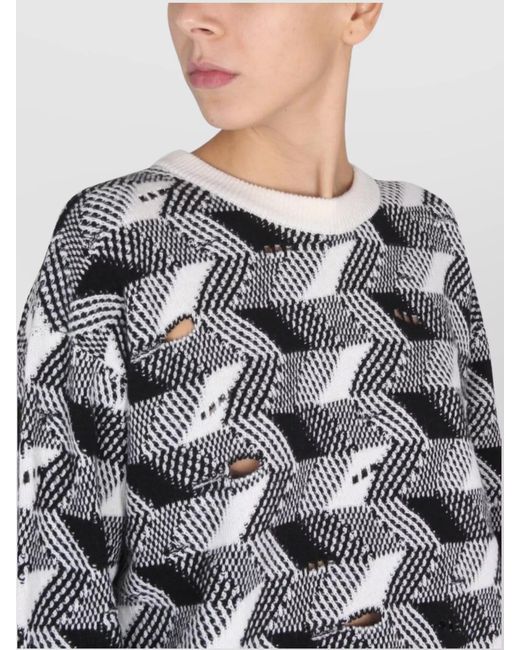 Missoni Gray Ribbed Cross-Neck Wool Jumper