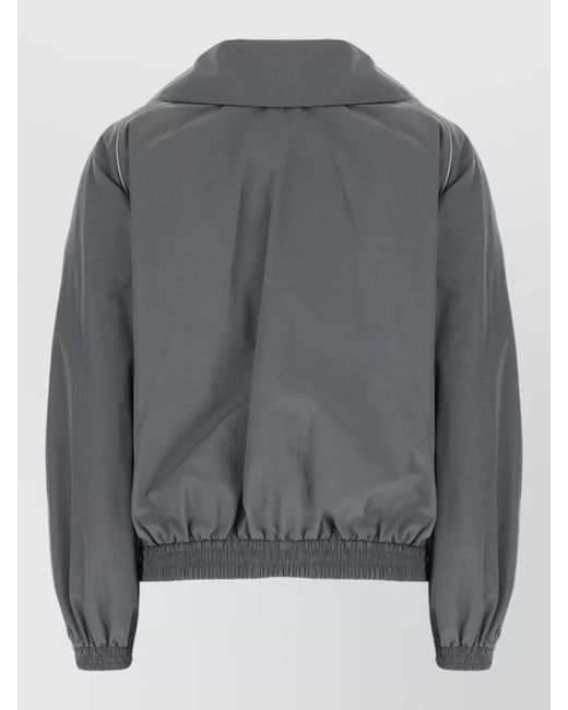 Balenciaga Gray Nylon Cotton Jacket Elasticated Cuffs Oversized Collar