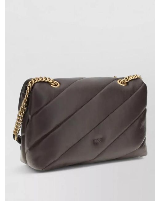 Pinko Gray Love Bag Puff Maxi Leather Quilted Shoulder Bag