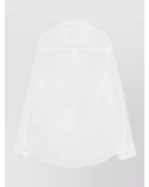 P.A.R.O.S.H. White Shirt Curved Hem Sheer Fabric