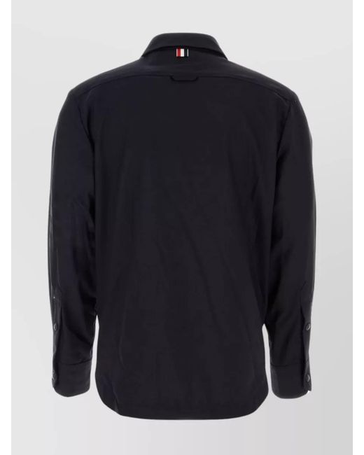 Thom Browne Blue Wool Striped Shirt for men