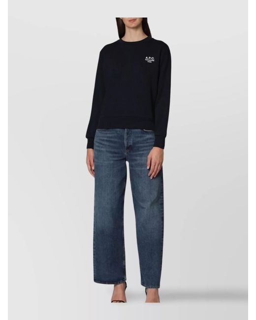 A.P.C. Blue Boxy Rue Madame Cotton Crew-Neck Sweatshirt