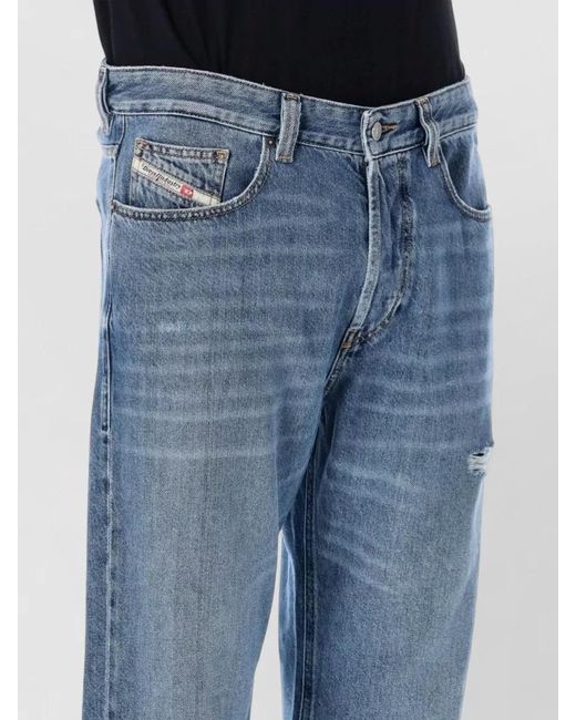 DIESEL Blue Denim Regular-Fit Mid-Rise Tapered Jeans for men