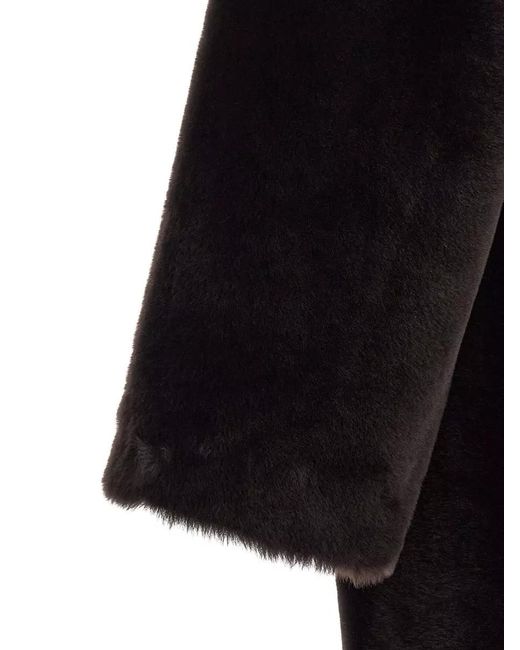 Blancha Black Long Sleeve Faux Fur Coat Pockets