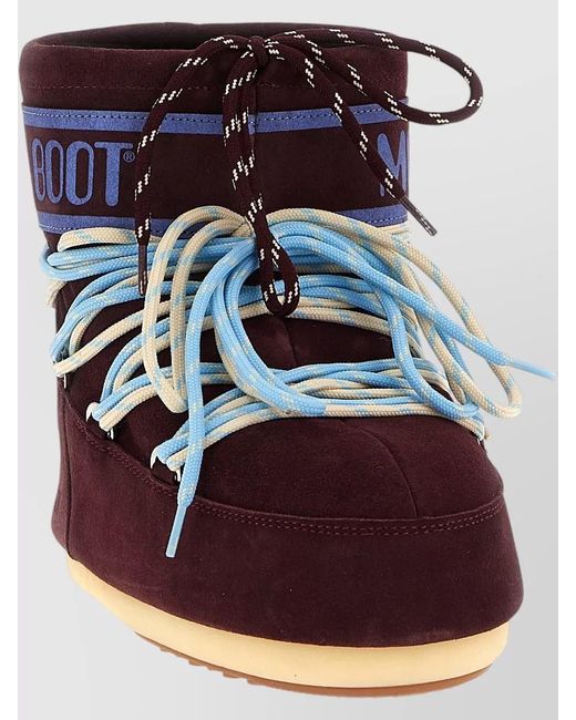 Moon Boot Blue Ankle Boots Flat Sole Round Toe