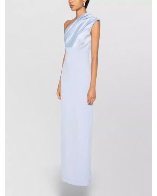 Solace London White Gracie One Shoulder Backless Draped Maxi Dress