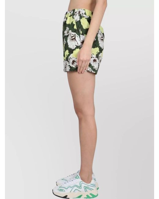 MSGM Green Cotton Elastic-Waist Short Shorts