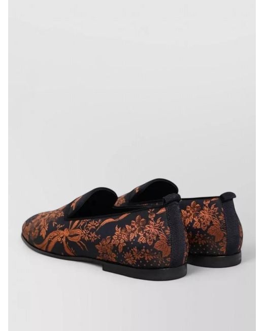 Dolce & Gabbana Brown Floral-Pattern Slip-On Loafers for men