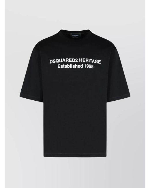 DSquared² Black Logo-Print Cotton Loose-Fit T-Shirt for men