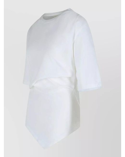 Rohe White Asymmetric Hem Crew Neck Short Sleeve Top