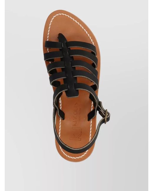 K. Jacques Black Homere Flat Sole Open Toe Sandals