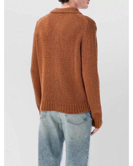 sunflower Blue Textured Knit Long-Sleeve Polo Sweater for men