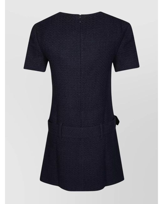 Self-Portrait Blue Bouclé Belted Mini Dress