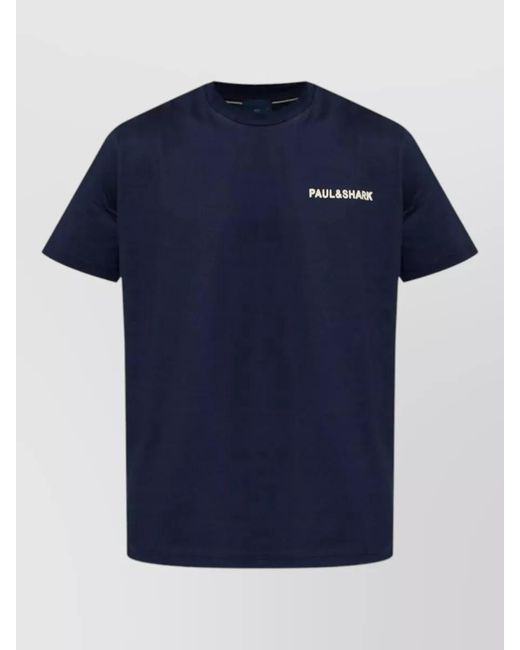 Paul & Shark Blue Logo Cotton T Shirt Crew Neck for men