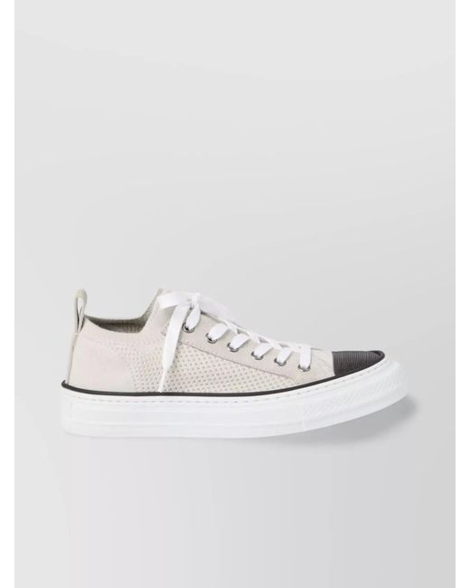 Brunello Cucinelli White Knit Low Top Sneakers