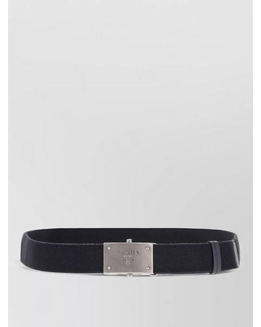 Prada White Logo Buckle Leather Belt Loop Design for men