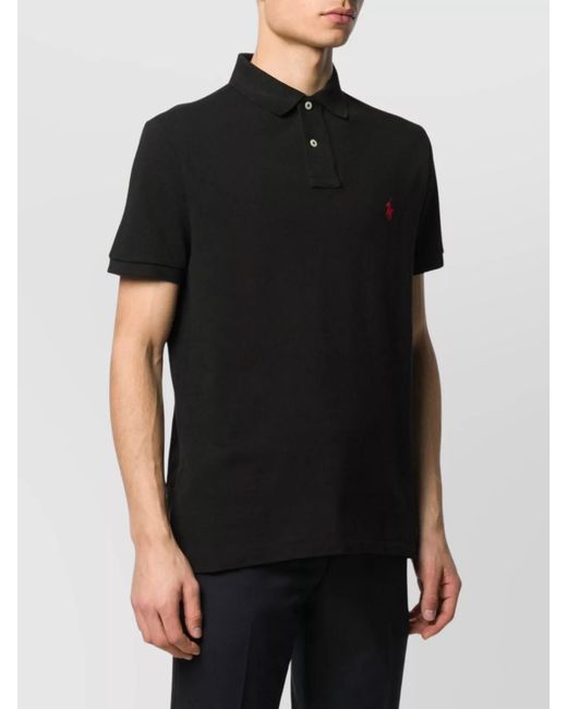 Polo Ralph Lauren Black Cotton Slim Fit Short Sleeve Polo Shirt for men