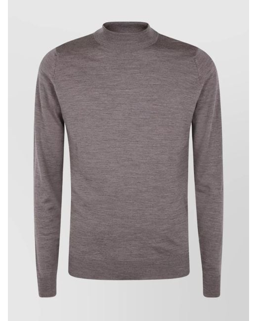 John Smedley Gray Merino Wool Mock Neck Jumper for men