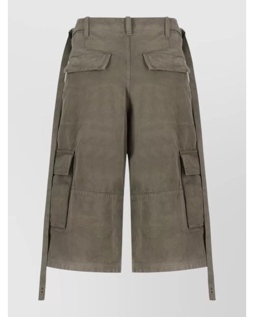 Fendi Gray Belted Camouflage Cargo Shorts Side Straps