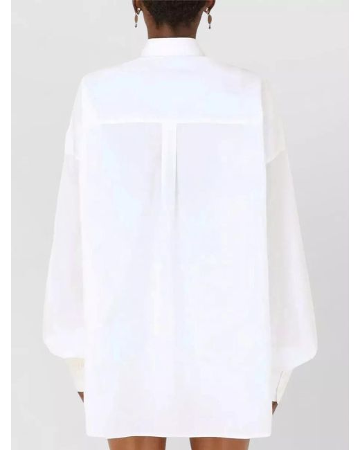 Dolce & Gabbana White Shirt Lace Trim Long Sleeves Relaxed Fit