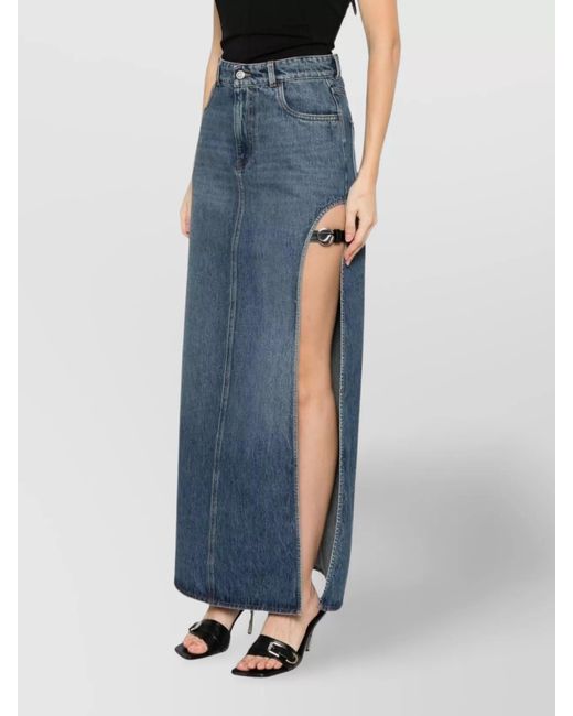 Coperni Blue Denim High-Rise Side-Split Knee-Length Skirt