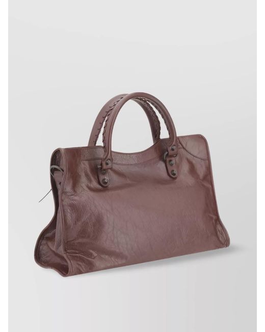 Balenciaga Brown Le City Medium Leather Shoulder Bag