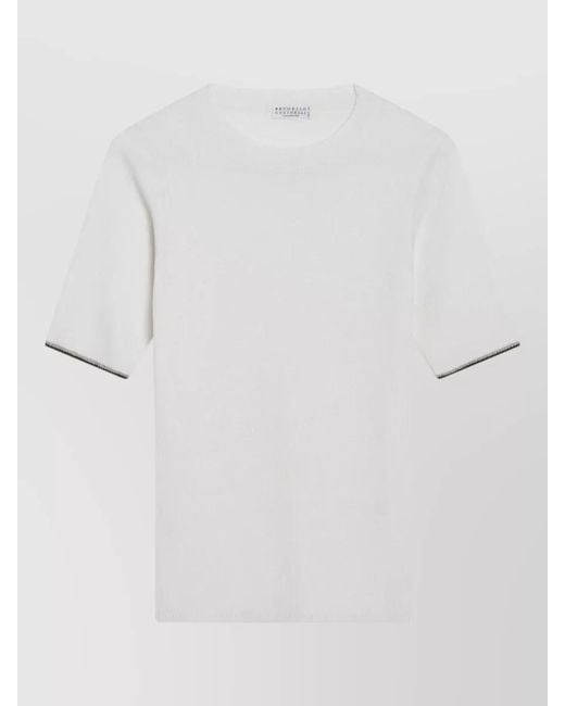 Brunello Cucinelli White Cashmere And Silk Knit Top