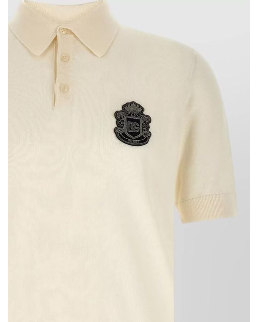 Dolce & Gabbana Natural Cotton Short-Sleeve Polo Shirt for men