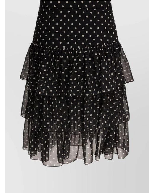 Valentino Black Layered High-Waisted Skirts With Polka Dot Pattern