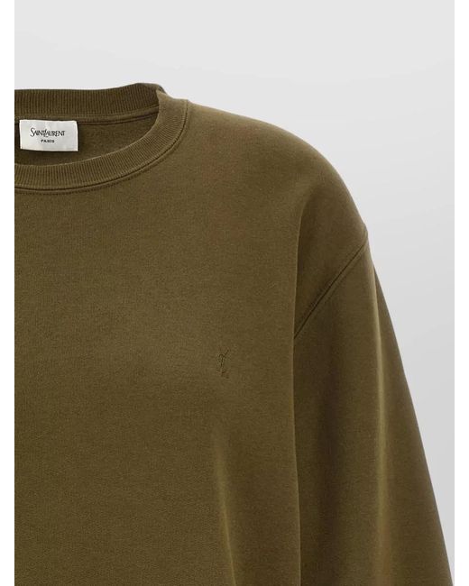 Saint Laurent Green Cassandre Logo Crew Neck Sweatshirt