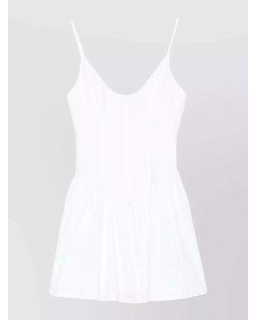 Staud White Ruched Mini Dress Low Rise Straps
