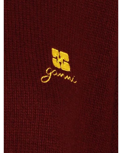 Ganni Red Oversized Wool Jumper