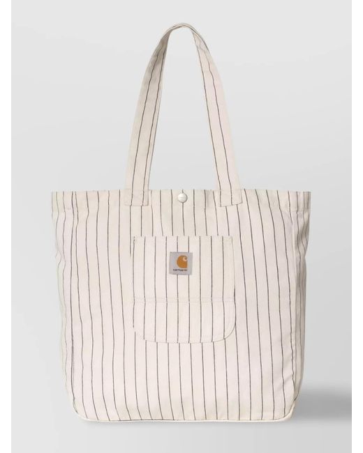 Carhartt Natural Striped Pattern Tote Bags With Dual Handles And Front Pocket for men