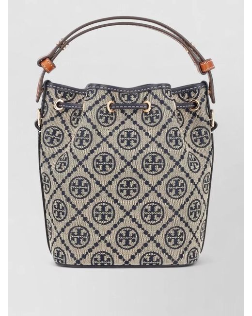 Tory Burch Gray Bucket Bag Top Handle Adjustable Strap