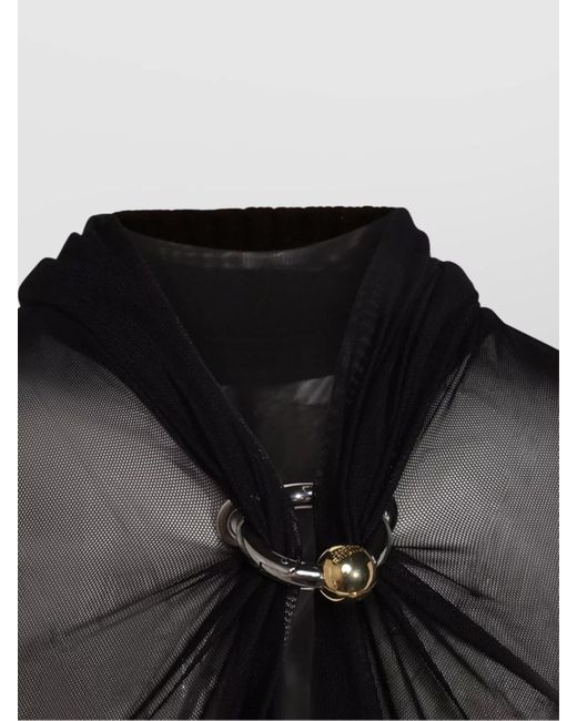 Jean Paul Gaultier Black Sheer Fabric Sequin Embellishments High Neckline