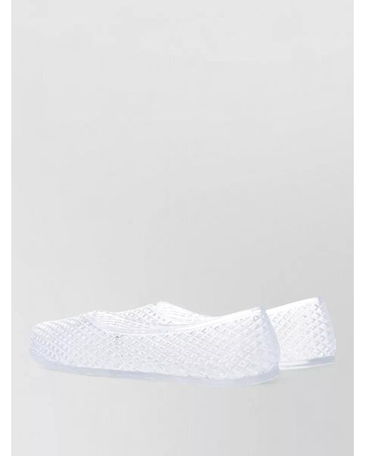 Ancient Greek Sandals White Mesh Ballerina Flats Transparent Rubber Design