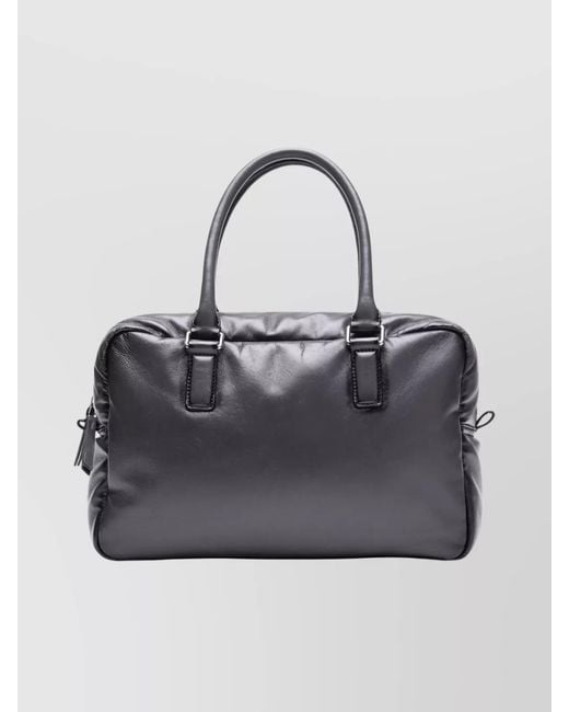 Stand Studio Gray Bowling Bag Lamb Leather Shoulder Bag