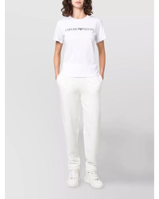 Emporio Armani White Cotton Logo Print Short-Sleeve T-Shirt