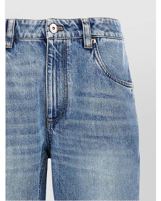 Brunello Cucinelli Blue 'Monile' Faded Denim Jeans With Five Pockets