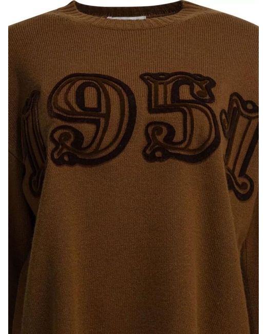 Max Mara Brown Crew Neck Knitwear Long Sleeve Top