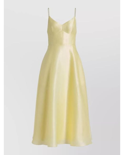 Alberta Ferretti Yellow Silk Midi Dress