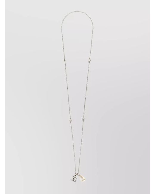 Dolce & Gabbana White Logo Pendant Necklace for men