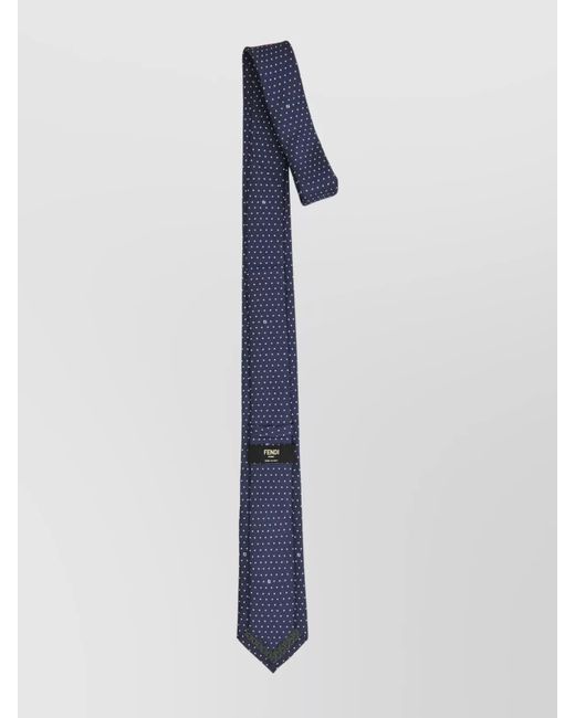 Fendi Blue Micro Ff Pattern Silk Tie for men