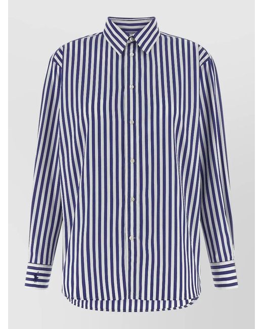 Polo Ralph Lauren Blue Long Sleeve Shirt Striped Design Buttons