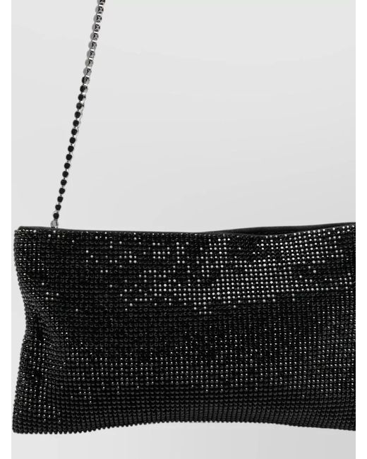 Benedetta Bruzziches White Petite Rhinestone Crossbody Bag Chain Strap