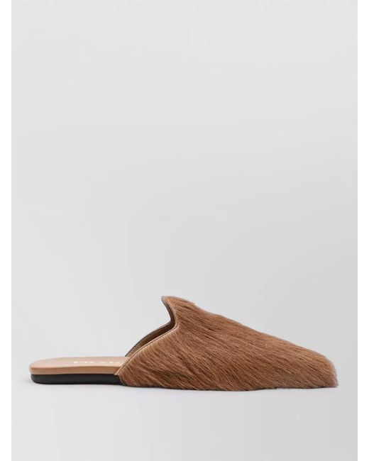 Prada Brown Faux Fur Flat Sole Mules Footwear