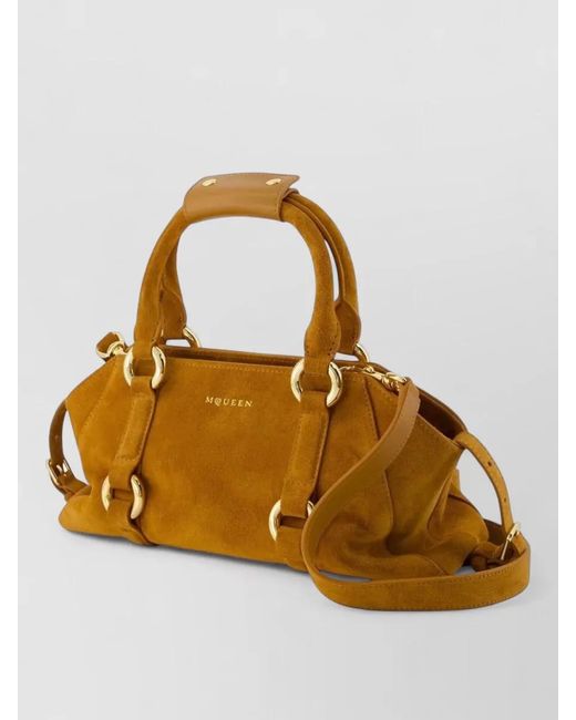 McQueen Metallic Small Calfskin Nubuck Shoulder Bag