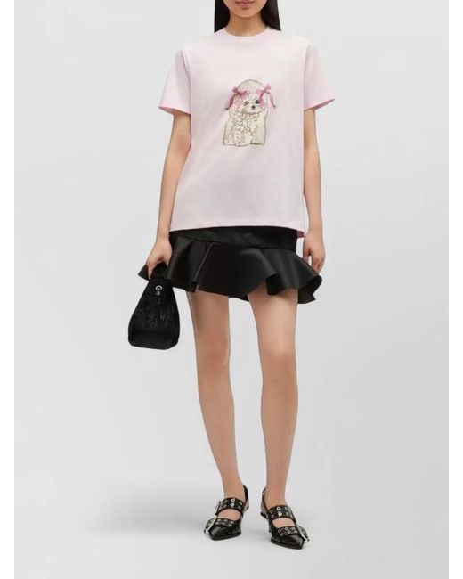 Ganni Pink Organic Cotton Relaxed-Fit Printed T-Shirt